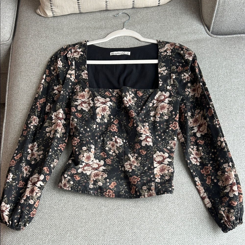 Abercrombie & Fitch Black Floral Blouse